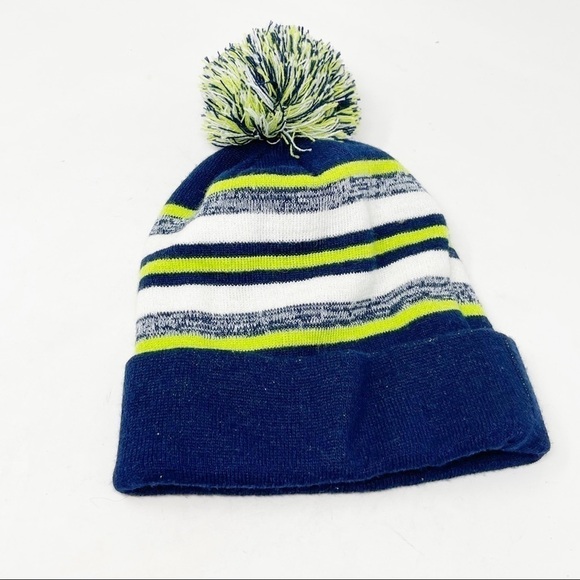 SEATTLE Blue Green White Unisex Beanie Intarsia Knit Pom Pom 100% Acrylic - Picture 5 of 5